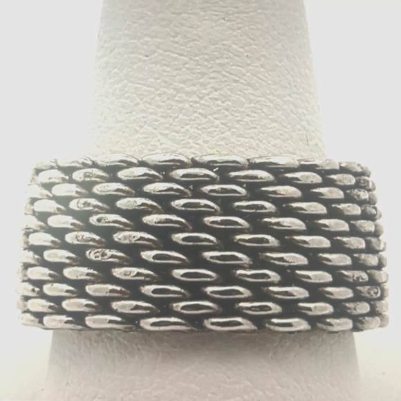 Tiffany & Co. Sterling Silver Somerset Mesh Weave Ring 8.8 Gram Size-7.5 - Picture 5 of 5
